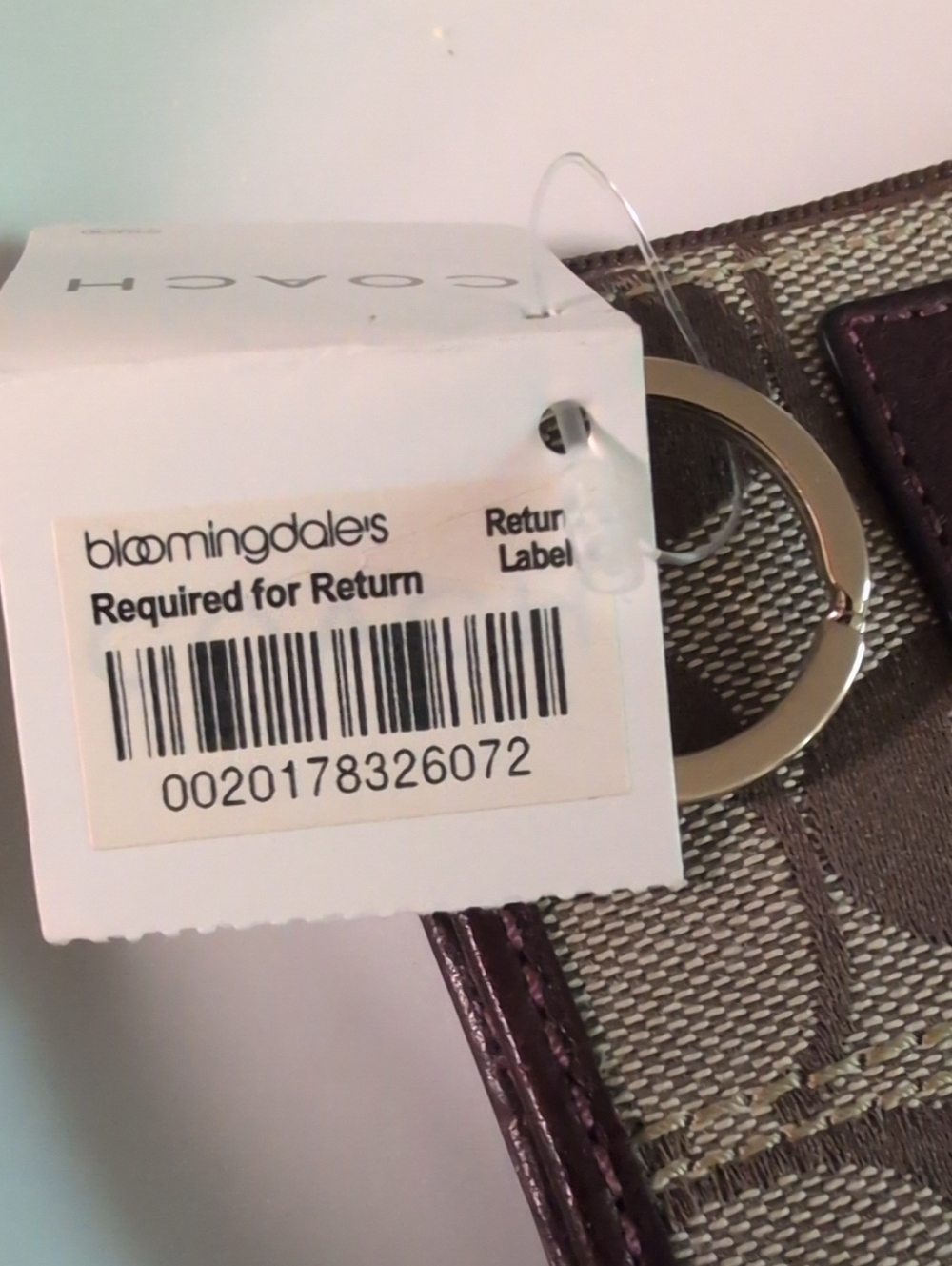 Coach Canvas Mini Signature Coin Pouch in Brown and Burgundy Trim - Picture 3 of 5